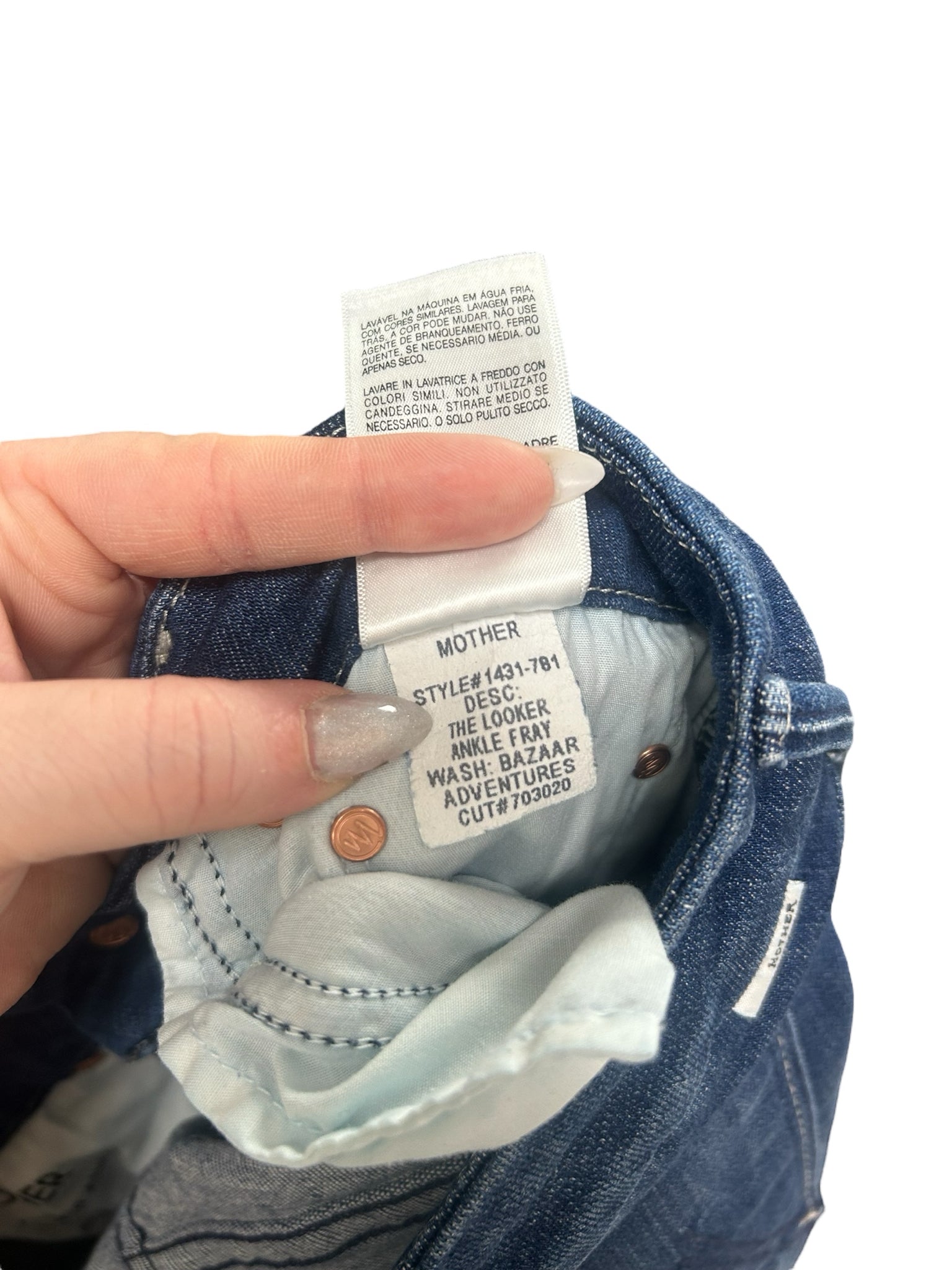 MOTHER THE LOOKER ANKLE FRAY IN BAZAAR WASH SIZE 28