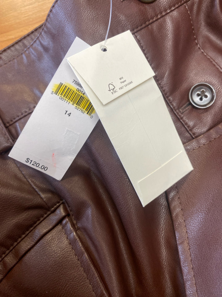 BANANA REPUBLIC NWT VEGAN LEATHER MIDI SKIRT IN BORDEAUX KISS SIZE 14