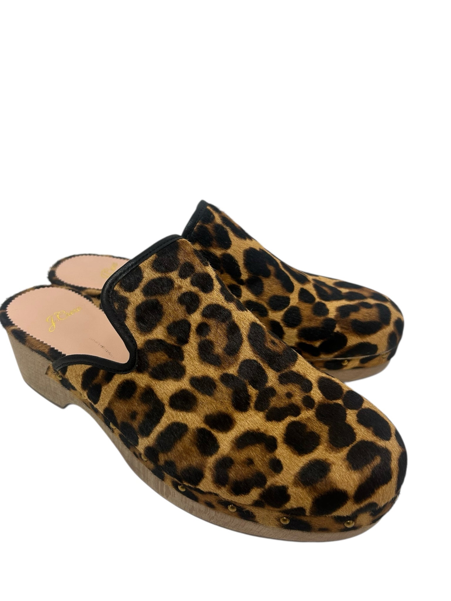 JCREW ANIMAL PRINT CALF HAIR SLIP ON CLOG SIZE 9