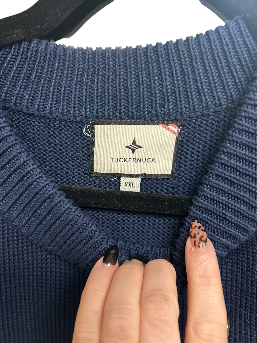 TUCKERNUCK CLIFF CREWNECK COTTON SWEATER SPLIT HEM NAVY SIZE XXL