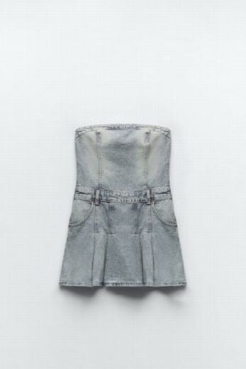 ZARA DENIM PLEAT MINI SKIRT SIZE: M