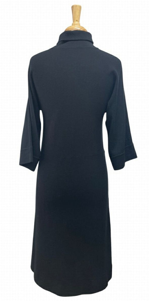 EILEEN FISHER MOCK TURTLENECK KNEE LENGTH BLACK DRESS SIZE XS