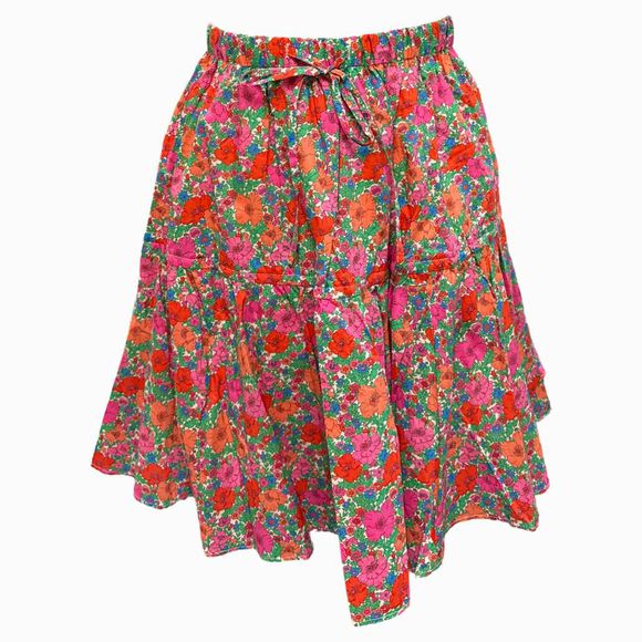 JCREW LIBERTY MEADOW SONG PINK TIERED MINI MULTI-COLOR SKIRT SIZE XXL