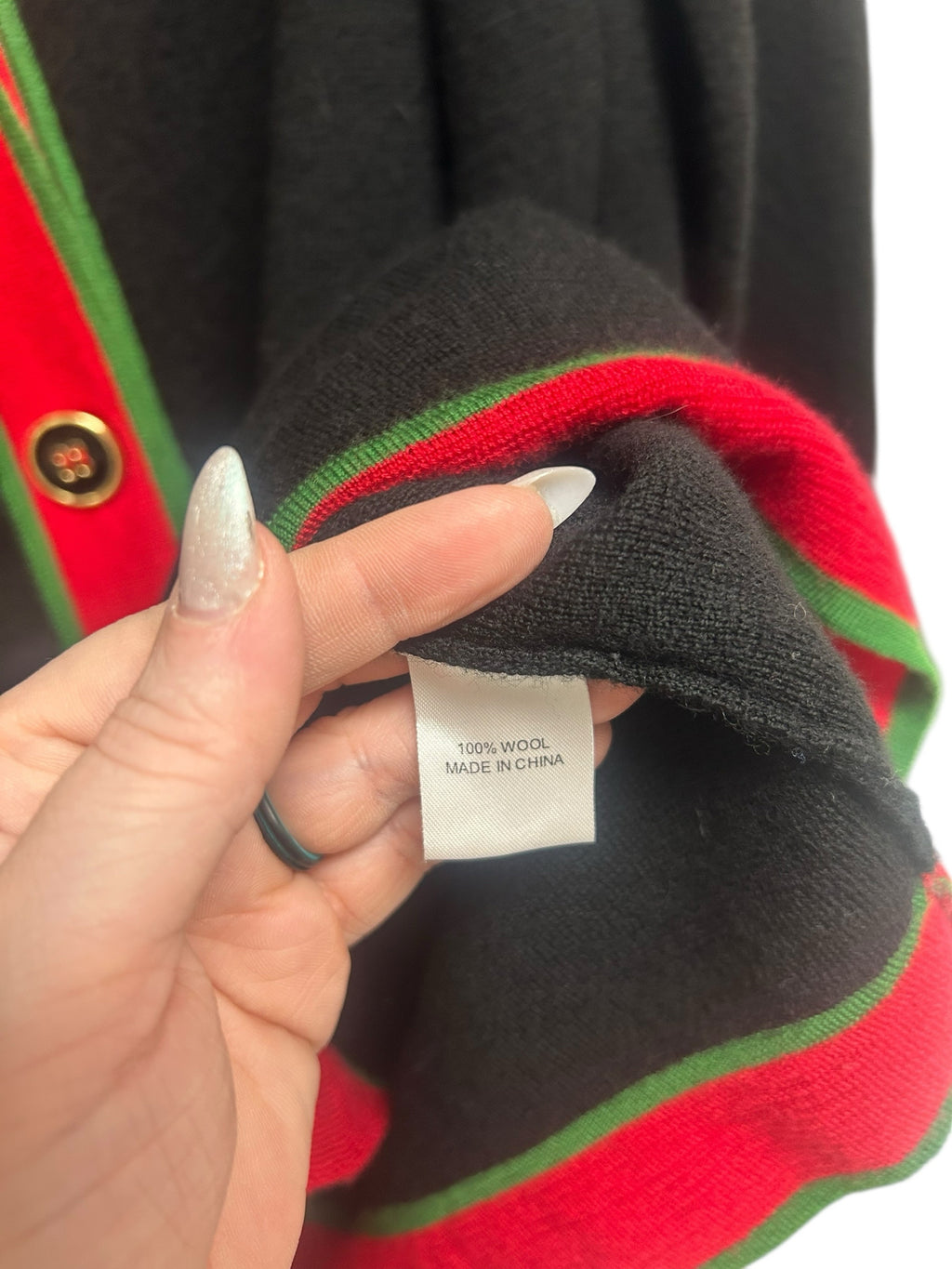 TUCKERNUCK LAUREN TWO-TONE CARDIGAN WOOL BLEND RED BLACK SIZE LARGE