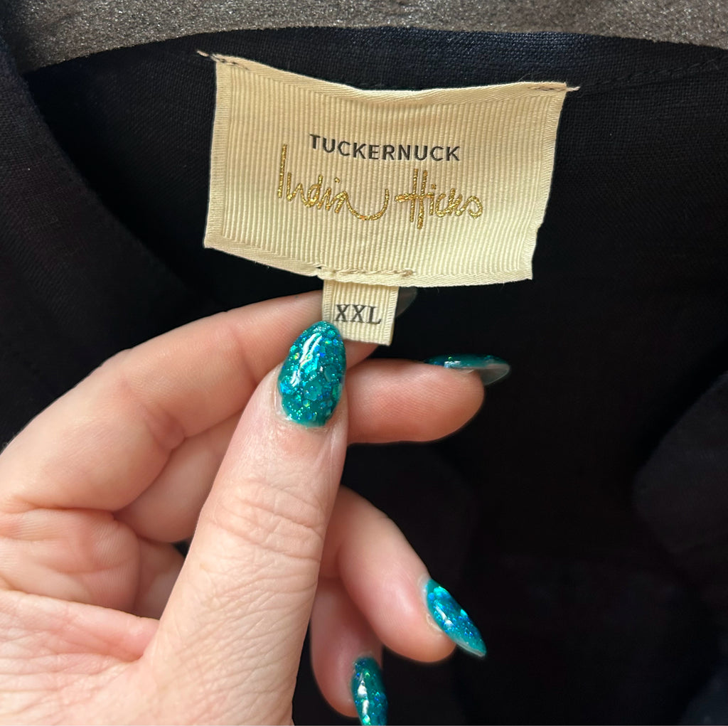 TUCKERNUCK INDIA HICKS NAVY LINEN ELEUTHERA POPOVER SIZE 2XL