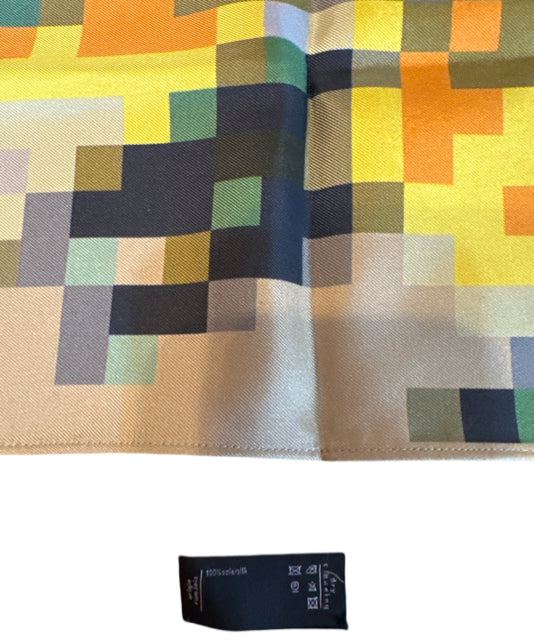 AKRIS PIXELATED FLOWERS AT HOME SILK SCARF -RARE-