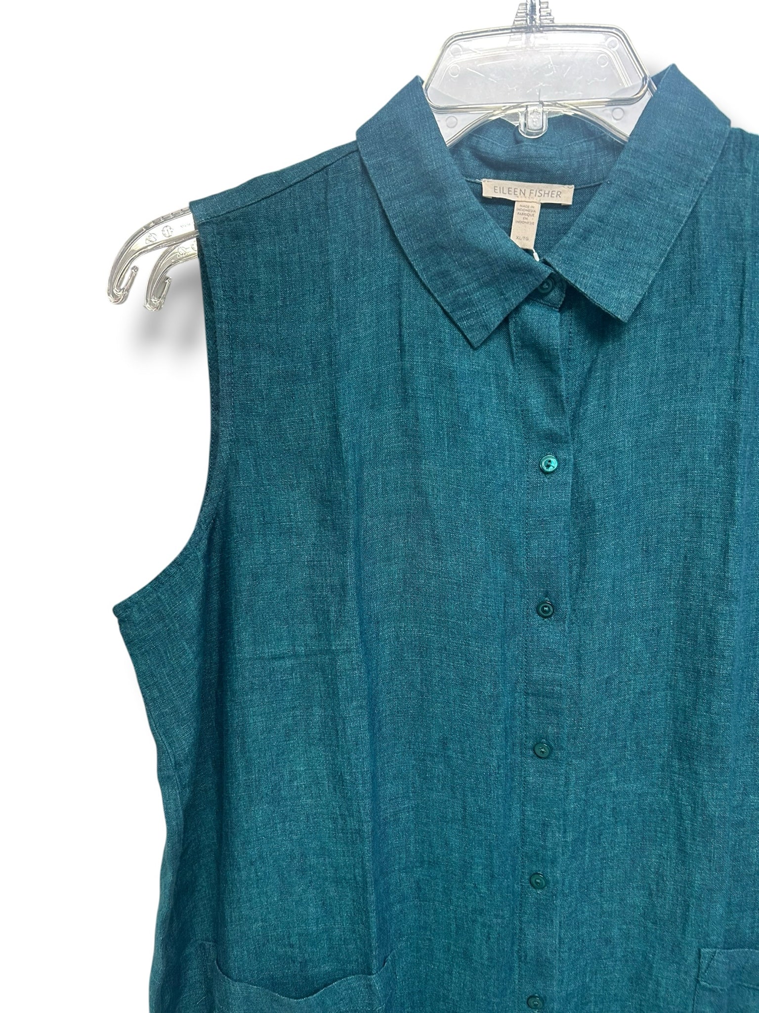 NEW WITH TAGS EILEEN FISHER ORGANIC LINE SLEEVELESS GREEN MINI DRESS SIZE XL