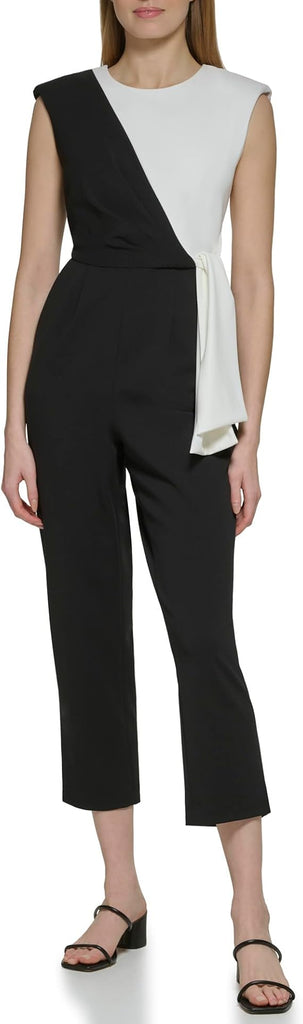 CALVIN KLEIN NWT! TWO TONE TIE WAIST BLACK/WHITE JUMPSUIT SIZE 14