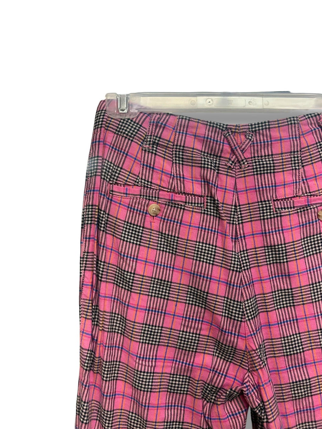 ANTHROPOLOGIE MAEVE RELAXED WIDE LEG PINK PLAID TROUSERS SIZE 6