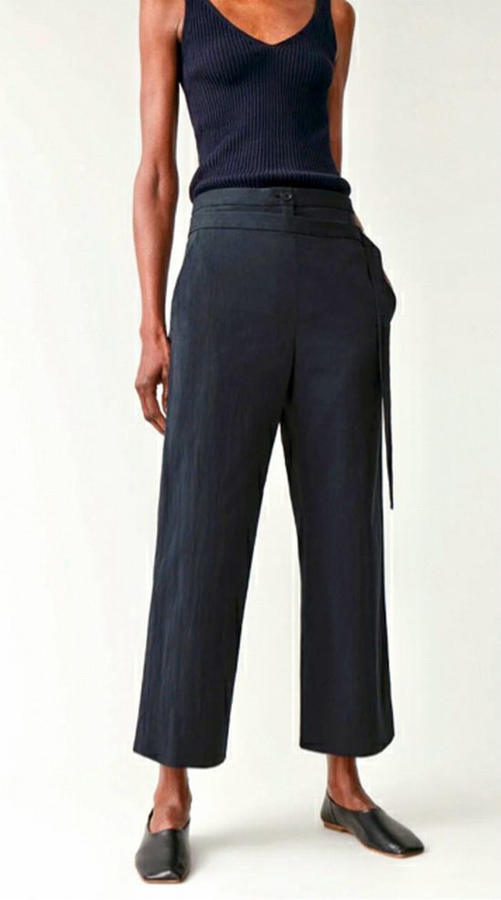 COS BELTED WIDE LEG SAILOR GRAY TROUSER PANT SIZE 2