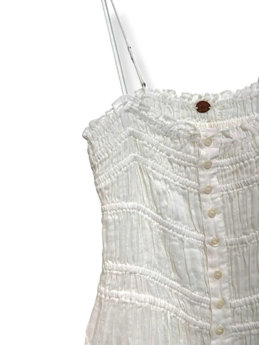 FREE PEOPLE LAUSANNE WHITE COTTON SMOCKED SLIP DRESS SIZE SMALL