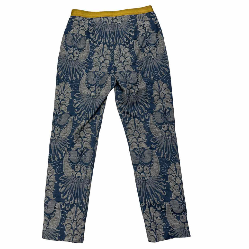 MALIPARMI TAPESTRY PRINT JACQUARD FLAT FRONT BLUE PANT SIZE XS