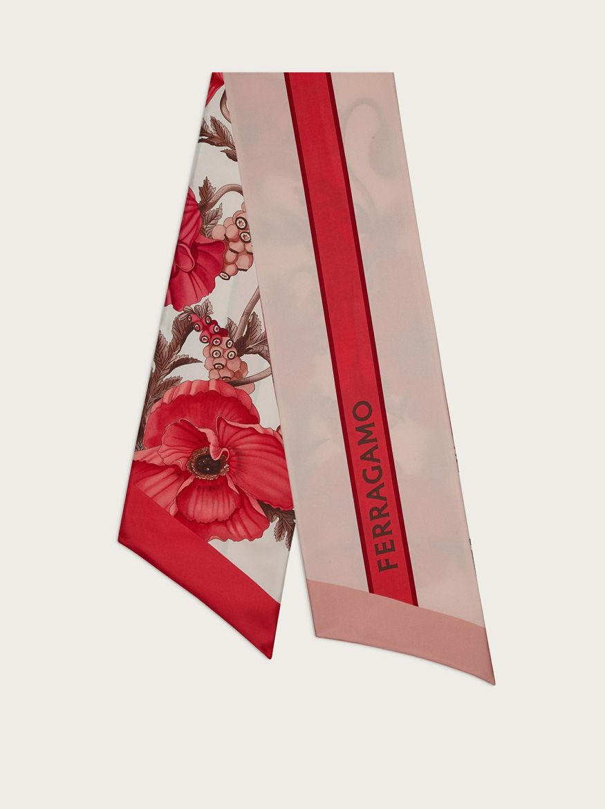 FERRAGAMO NWT BANDEAU POPPIES 100% SILK SCARF