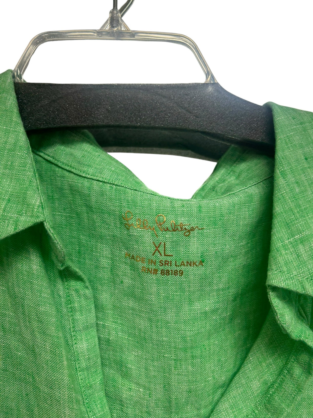 LILLY PULITZER GREEN LINEN PILAR TUNIC DRESS SIZE XL