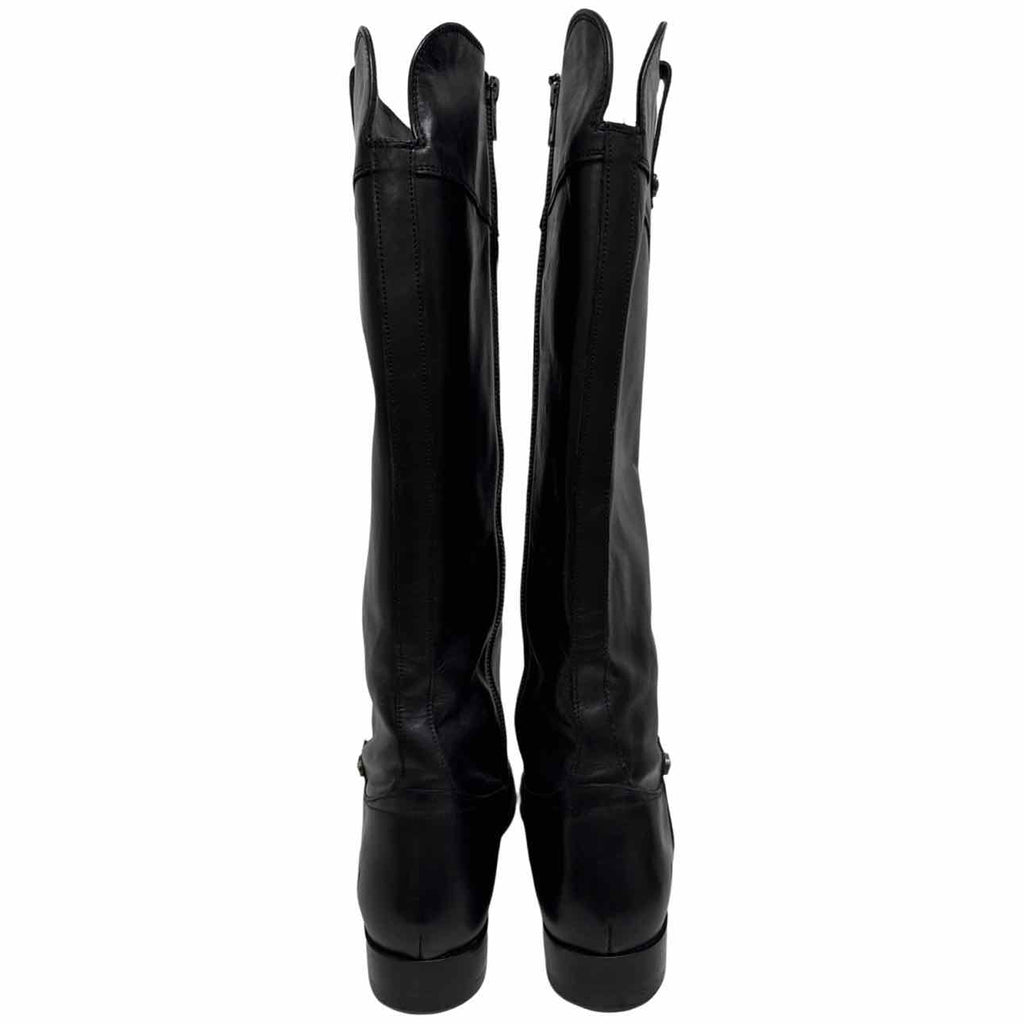 FRYE MELISSA TAB TALL LEATHER RIDING BLACK BOOTS SIZE 10 WEARHOUSE CONSIGNMENT