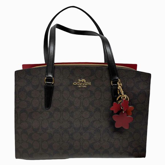 COACH NWT! 40 SIGNATURE TATUM 3 COMPARTMENT CARRYALL + CHARM BROWN CANVAS
