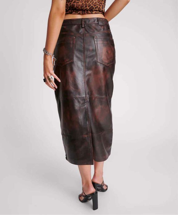NWT FREE PEOPLE x ONE TEASPOON LEATHER COLUMN SKIRT SIZE: XS