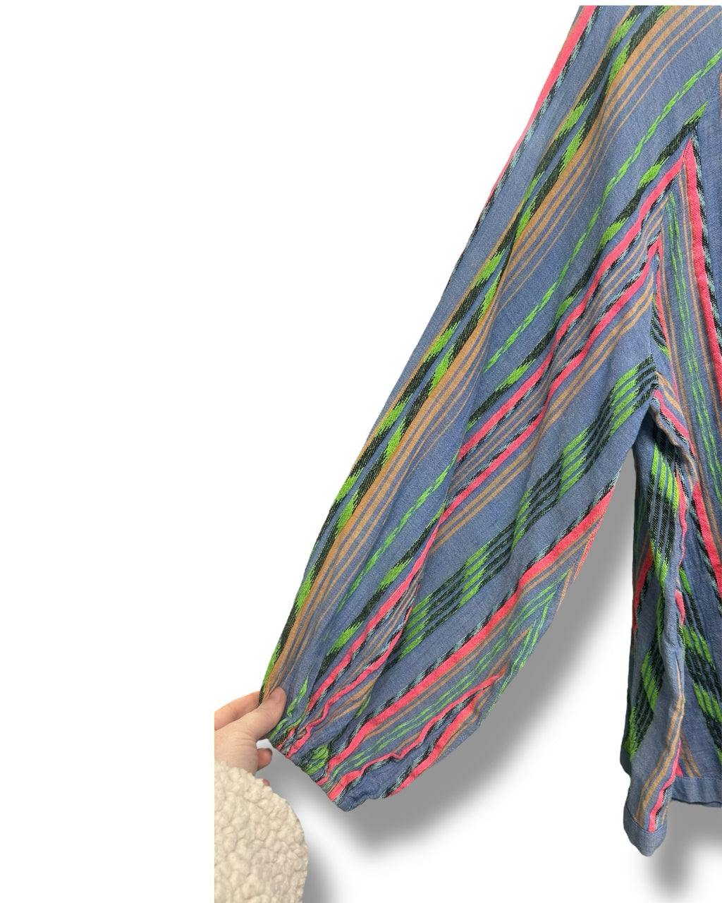 ANTHROPOLOGIE DEVOTION TWINS OPALIOS STRIPED NEON BLOUSE SIZE SMALL