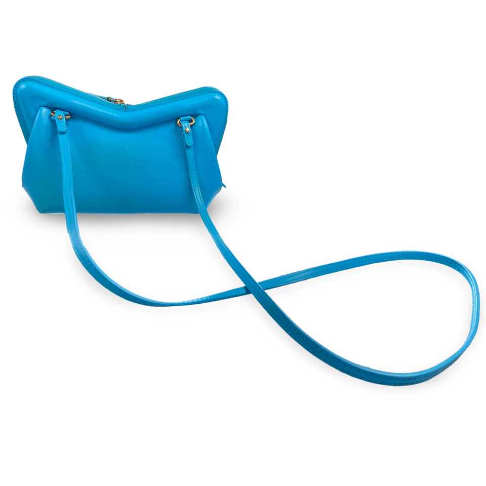 MANSUR GAVRIEL ABSTRACT M FRAME SHOULDER CROSSBODY BAG AQUA