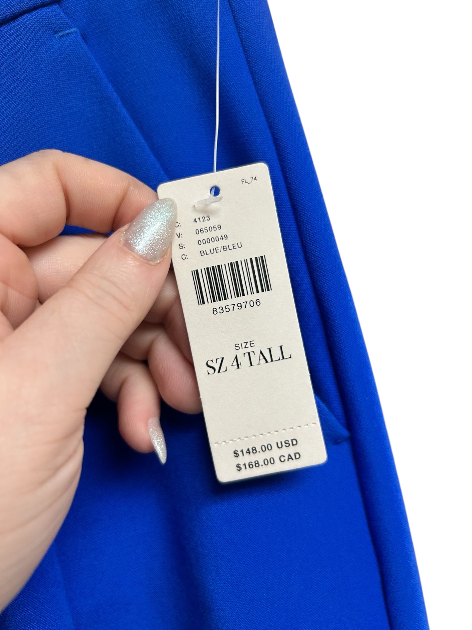 ANTHROPOLOGIE NWT MAEVE HIGH-WAISTED PLEATED WIDE LEG COBALT BLUE SIZE 4 TALL