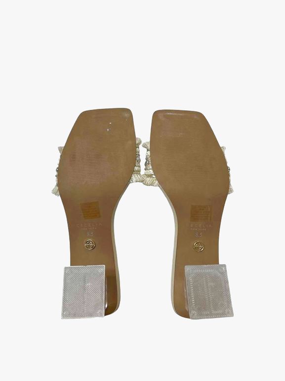 CECELIA NEW YORK NWOB! CINDER SQUARE TOE SANDAL IVORY 8.5