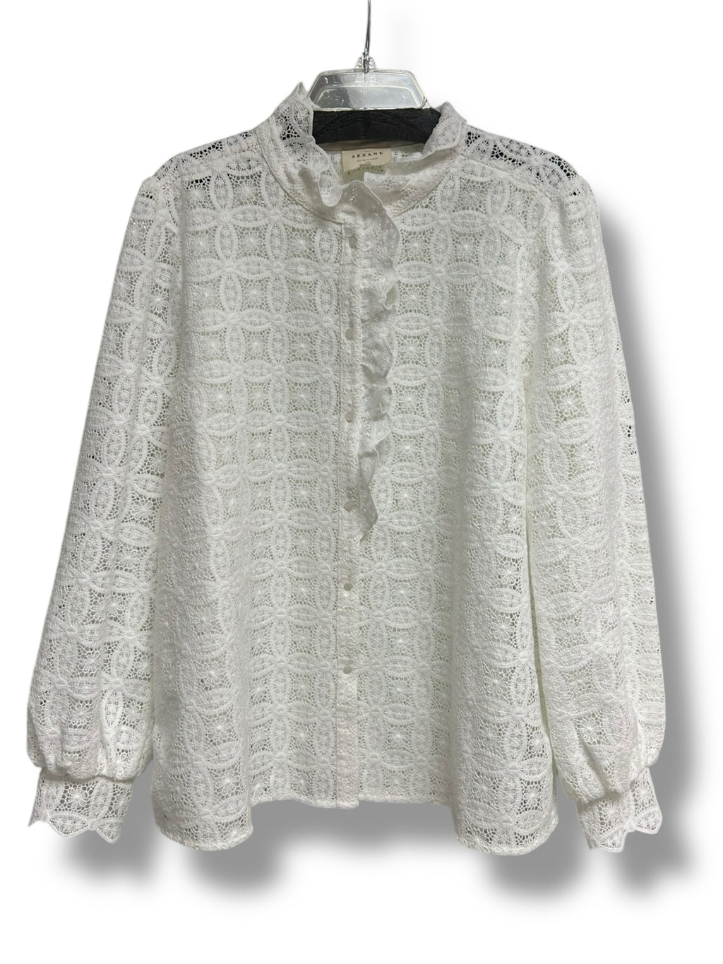 SEZANE CHLO SHIRT ECRU GUIPURE LACE BLOUSE SIZE 48