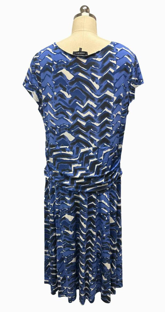 LAFAYETTE 148 FAUX WRAP PRINT BLUE/WHITE DRESS SIZE 1X