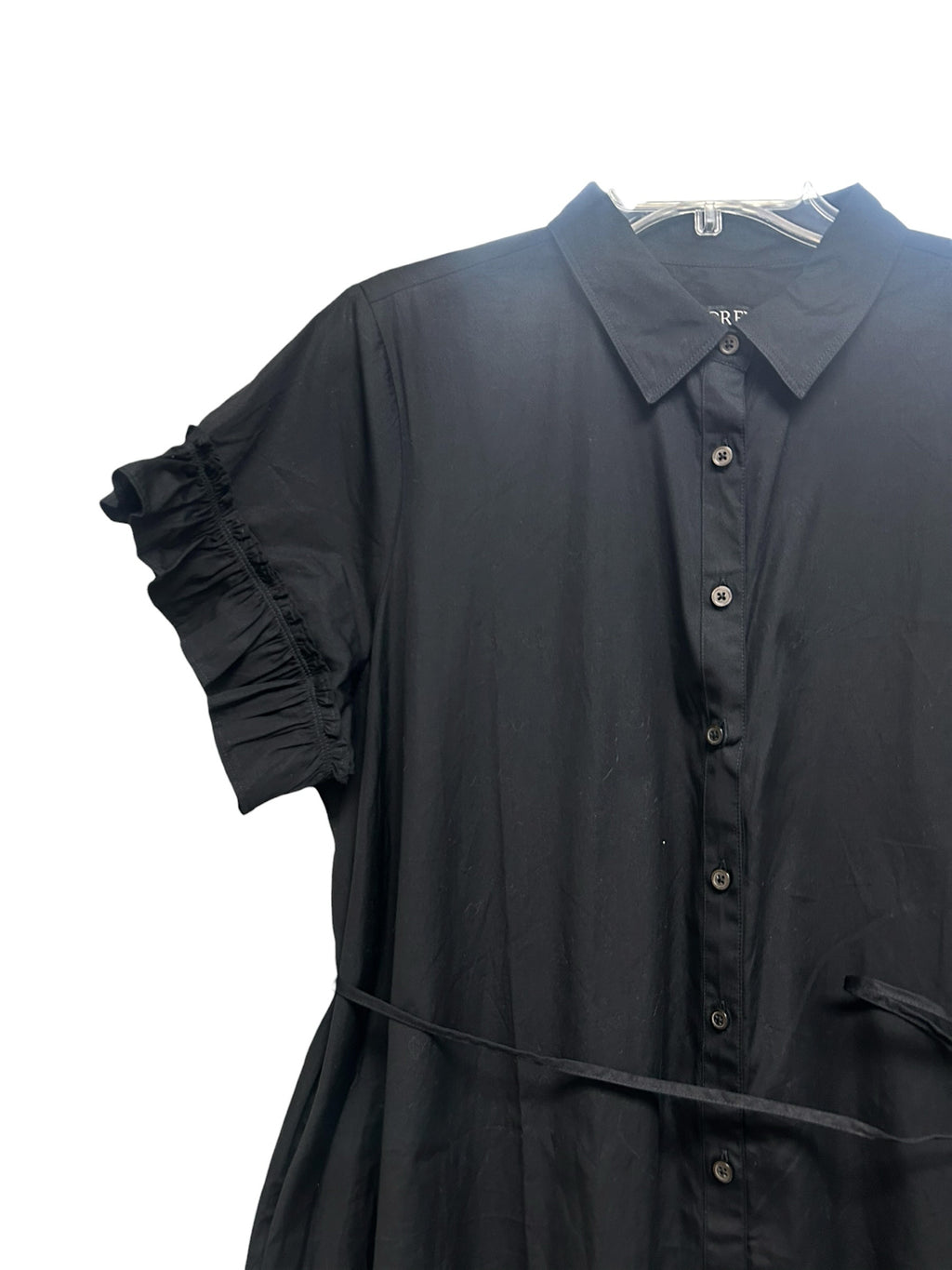 JCREW AMELIA BLACK COTTON POPLIN RUFFLE MAXI BUTTON FRONT MAXI DRESS SIZE XXL