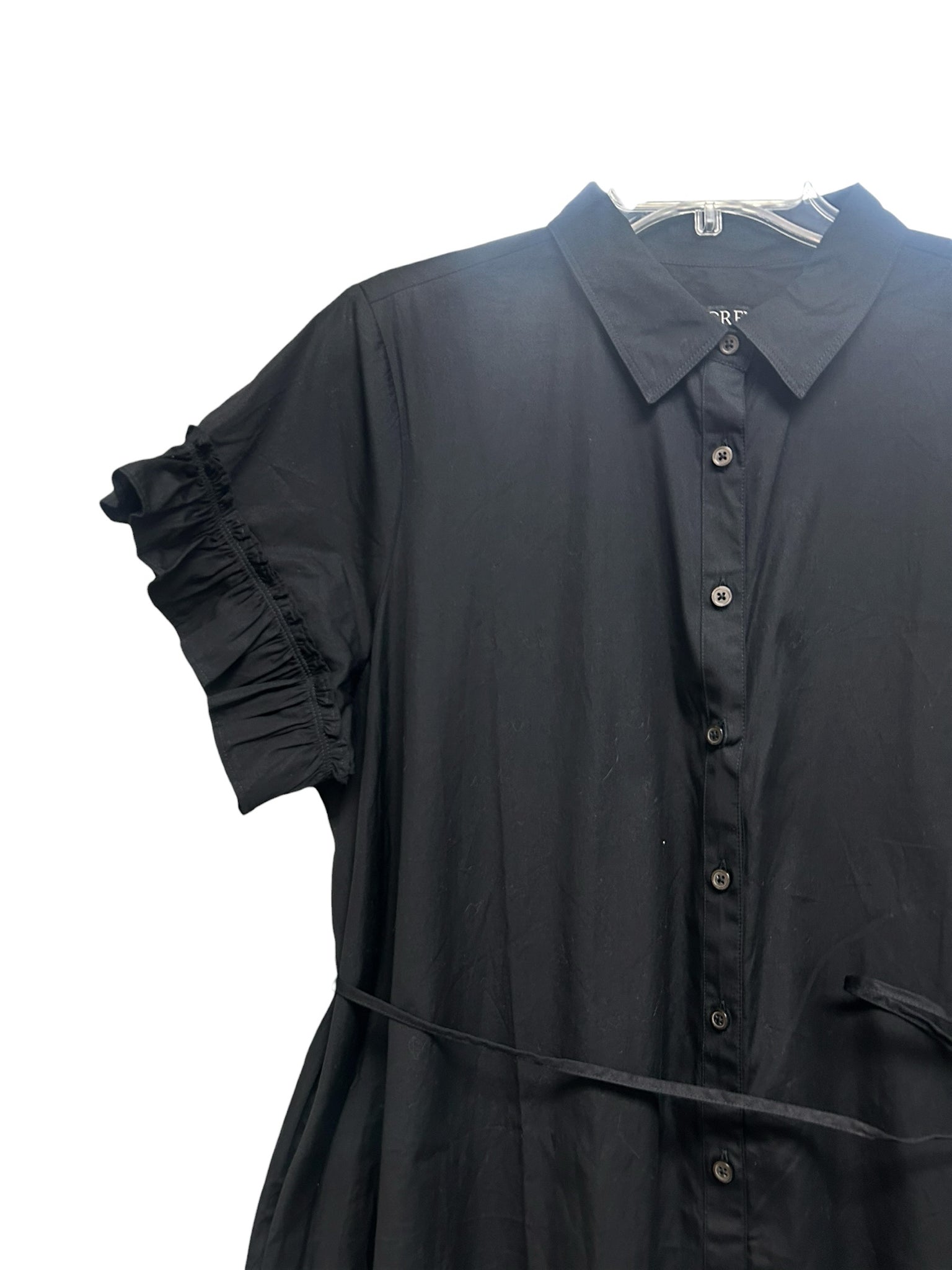 JCREW AMELIA BLACK COTTON POPLIN RUFFLE MAXI BUTTON FRONT MAXI DRESS SIZE XXL