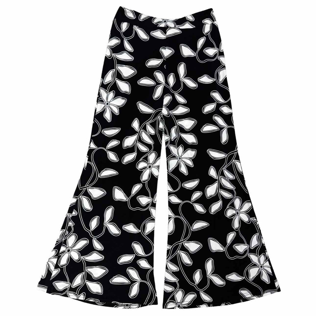 JOSEPH RIBKOFF WIDE LEG PULL ON FLOWY BLACK/WHITE PANT SIZE 10