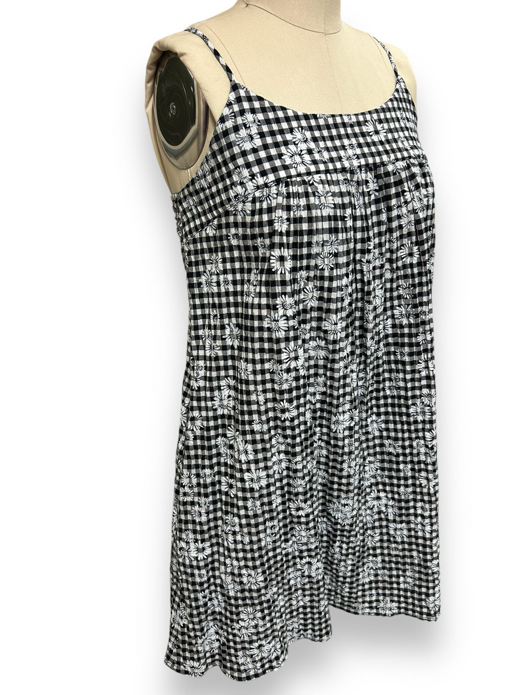 ANTHROPOLOGIE AMADI CHECKED DAISY PRINT SHORT SUNDRESS SIZE SMALL