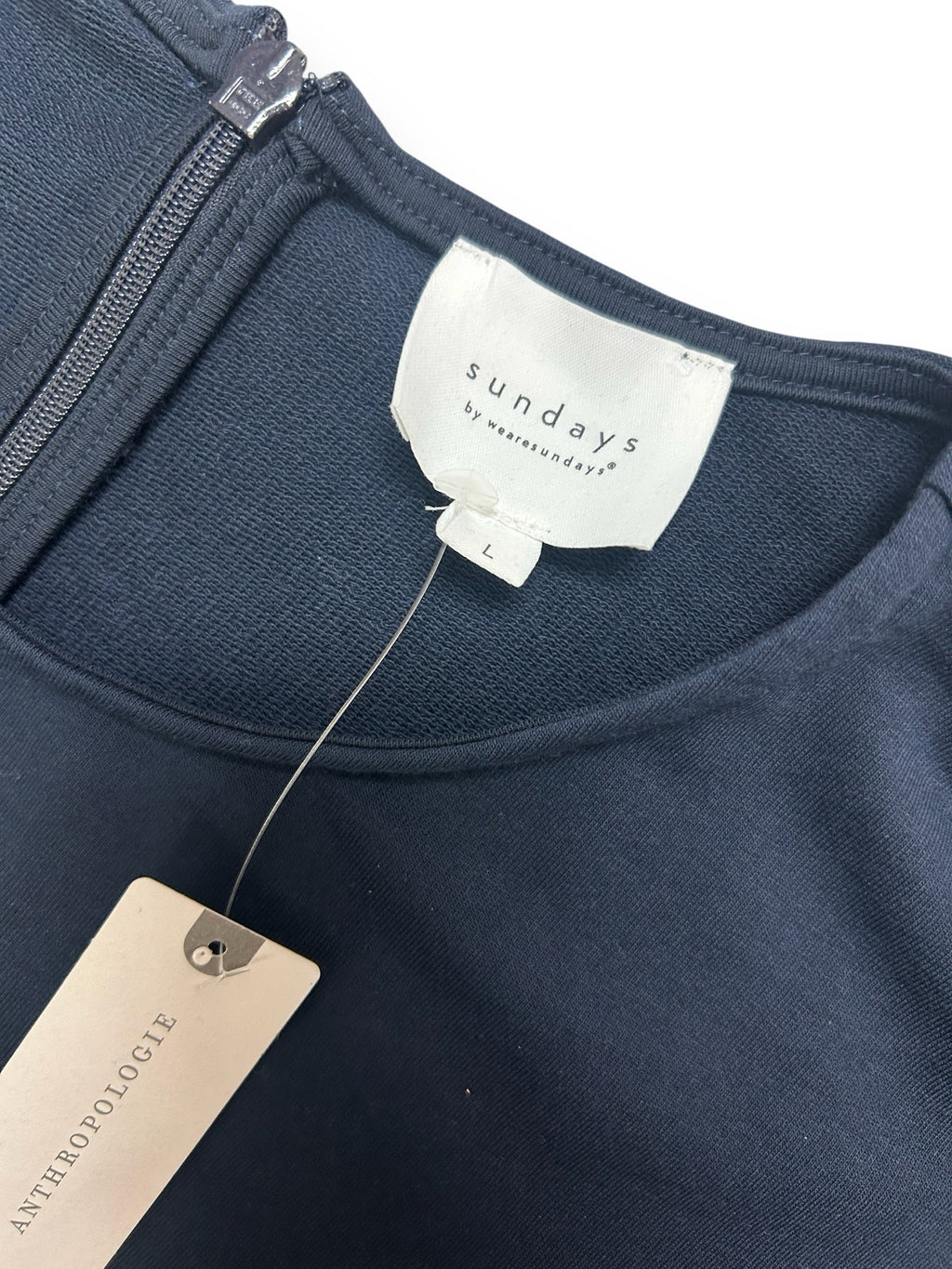NWT ANTHROPOLOGIE WEA ARE SUNDAYS NAVY COLLIER JUMPSUIT SIZE LARGE
