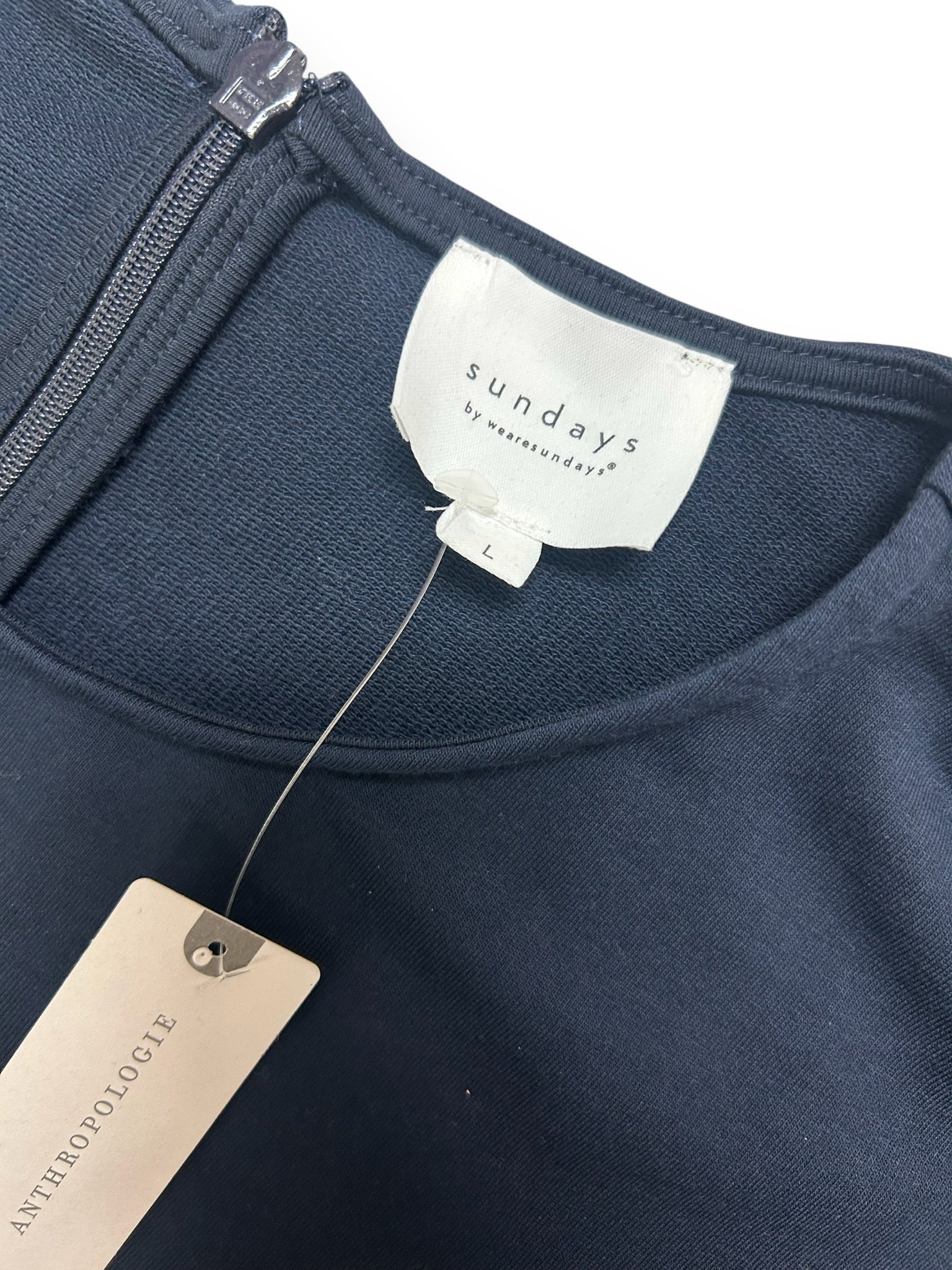 NWT ANTHROPOLOGIE WEA ARE SUNDAYS NAVY COLLIER JUMPSUIT SIZE LARGE