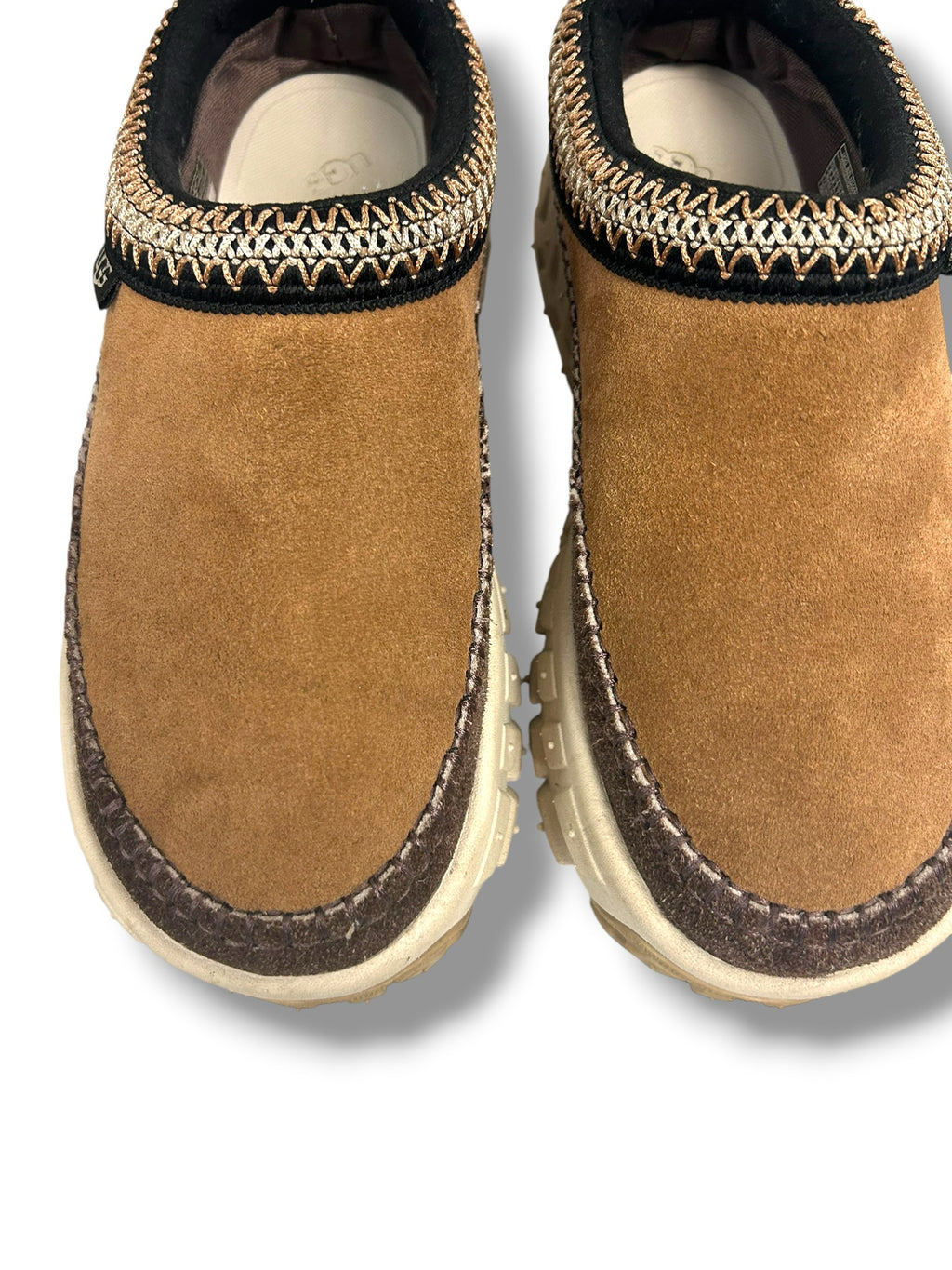 UGG WOMEN'S ALL VENTURE DAZE CHESTNUT SUEDE PLATFORM CLOGS SIZE 9