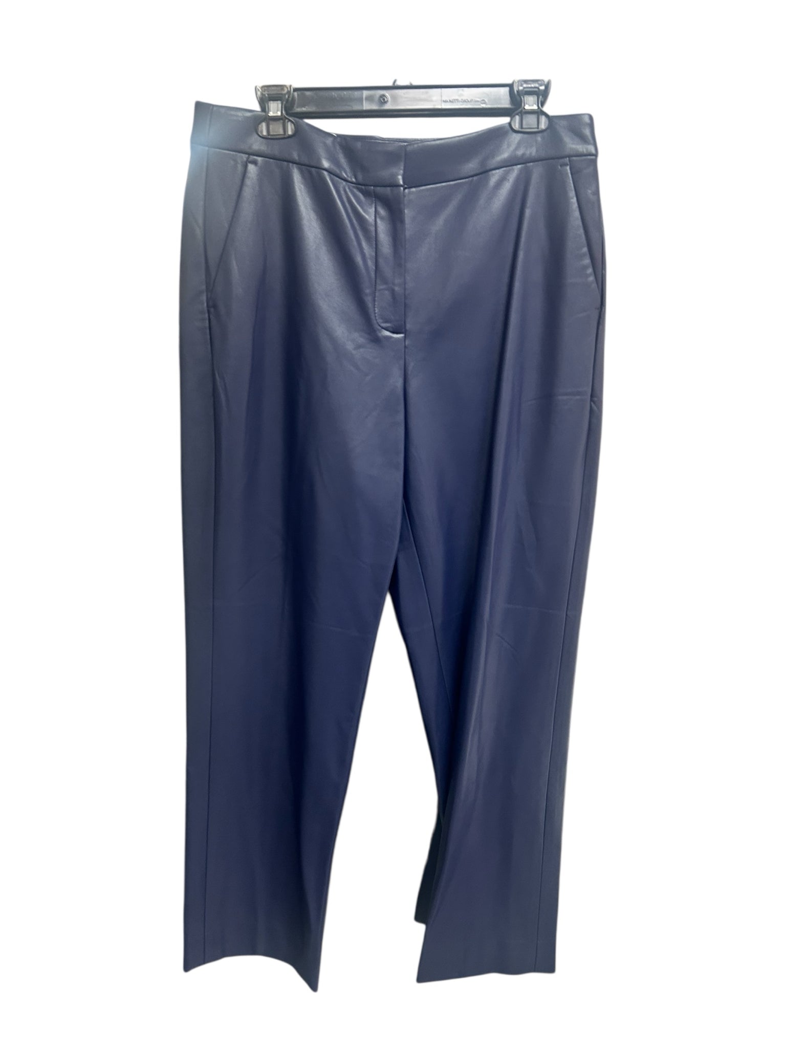 NWT J.CREW KATE FAUX LEATHER STRAIGHT LEG NAVY PANTS SIZE 12