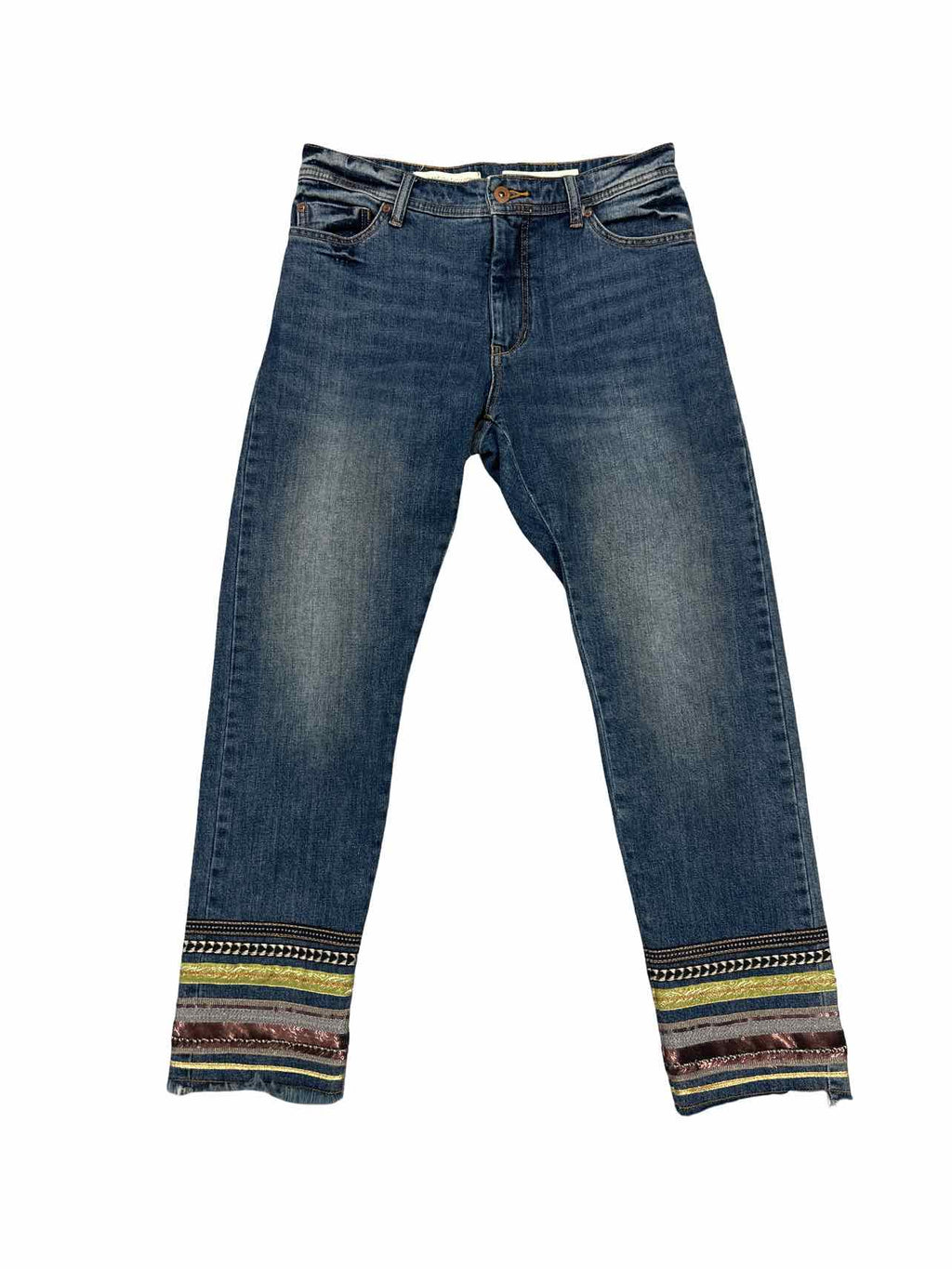 ANTHROPOLOGIE PILCRO & THE LETTERPRESS EMBELLISHED SLIM FIT DENIM SIZE: 28