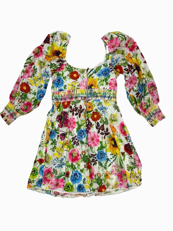 ALICE & OLIVIA CRAWFORD MINI DRESS IN SUNDAY STROLL MULTI SIZE: 6