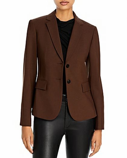 THEORY CARISSA CLASSIC WOOL BLEND BLAZER IN WALNUT SIZE: 8