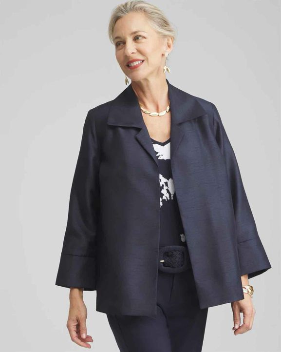 CHICOS NWT SHANTUNG SATIN TOPPER JACKET SIZE: XL