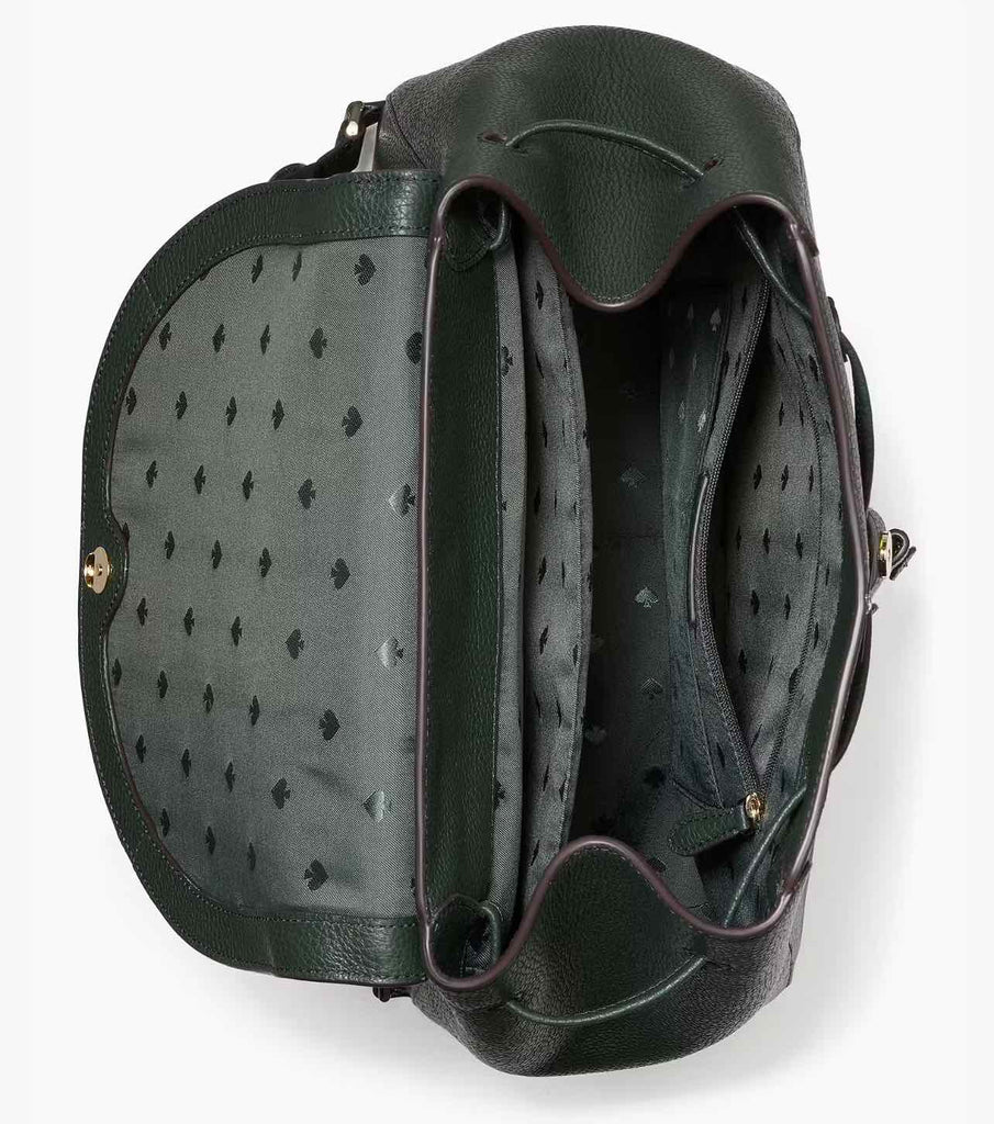 KATE SPADE SINCH PEBBLED LARGE FLAP BACKPACK GREEN