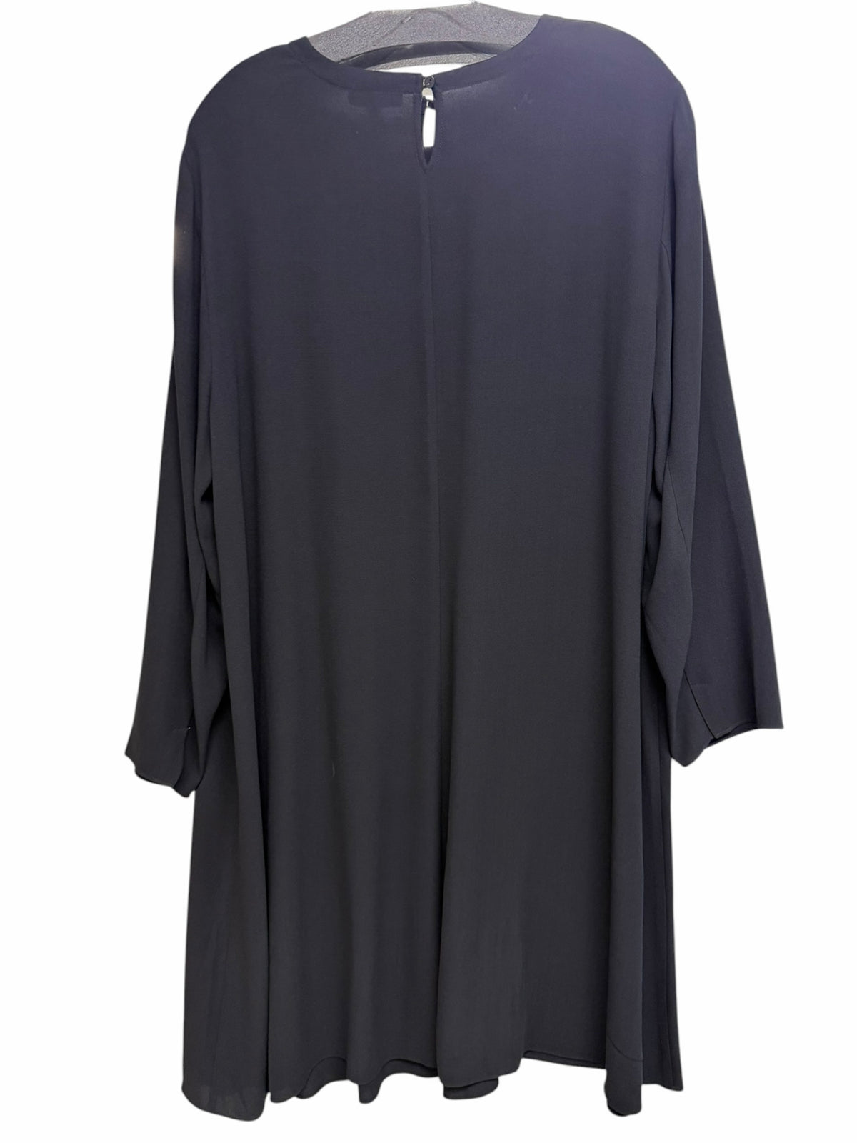 EILEEN FISHER BLACK 100% SILK 3/4 LENGTH SHIFT DRESS SIZE LARGE