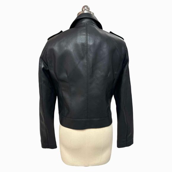 BLANK NYC VEGAN LEATHER MOTO BLACK JACKET SIZE S