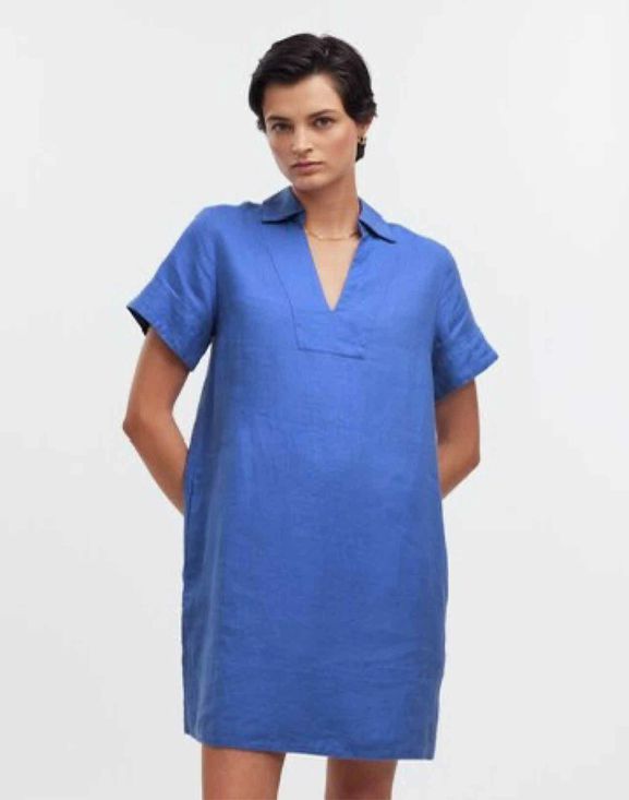 MADEWELL SPLIT NECK LINEN DRESS SIZE: 1X