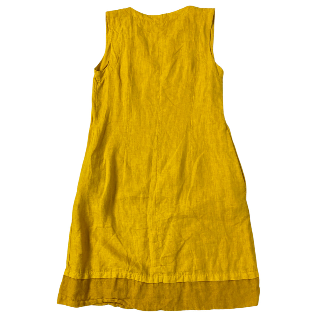 ANTHROPOLOGIE - GRAND GREECE GOLDENROD LINEN SLEEVELESS DRESS SIZE SMALL