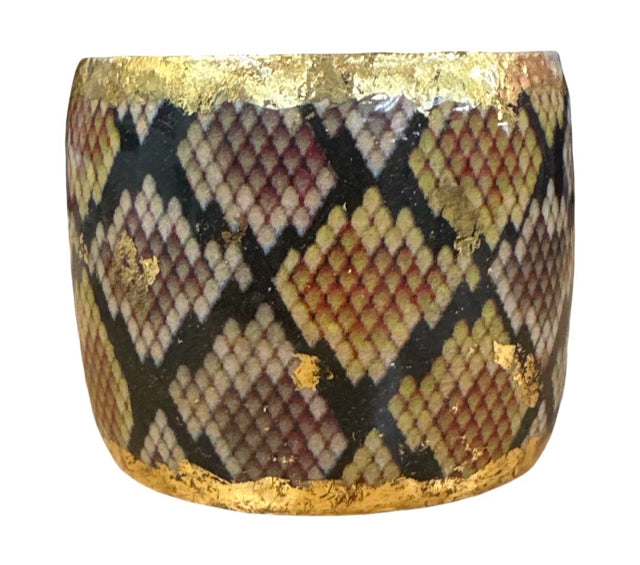 EVOCATEUR PYTHON PATTERN 22K GOLD LEAF WIDE CUFF BRACELET