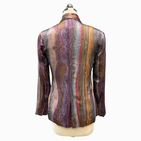 BURNING TORCH LOST HORIZON SILK BLEND SMOKING MULTI-COLOR JACKET SIZE XS