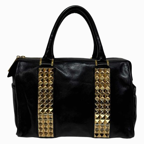 TORY BURCH LEATHER STUDDED BLACK SATCHEL