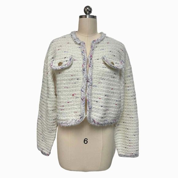 JCREW NWT! CROPPED LADY MARLED YARN IVORY JACKET SIZE M