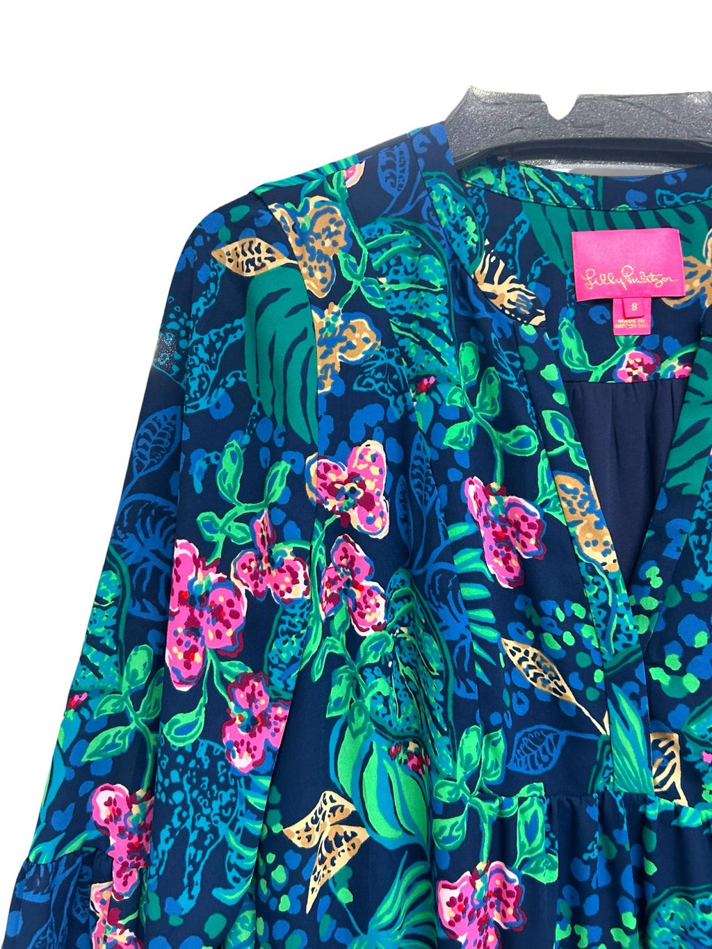 LILLY PULITZER GABRIEL BELL SLEEVE LOW TIDE LIFE OF THE PARTY DRESS SIZE 8