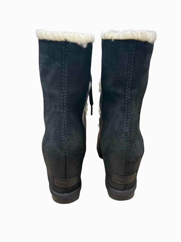 SOREL  BOX JOAN OF ARCTIC WEDGE 11 LEATHER SHEARLING SIZE: 9